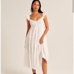 Abercrombie & Fitch - Ruffle Flutter Sleeve Sheer Maxi Dress (COLOR IS PINK)